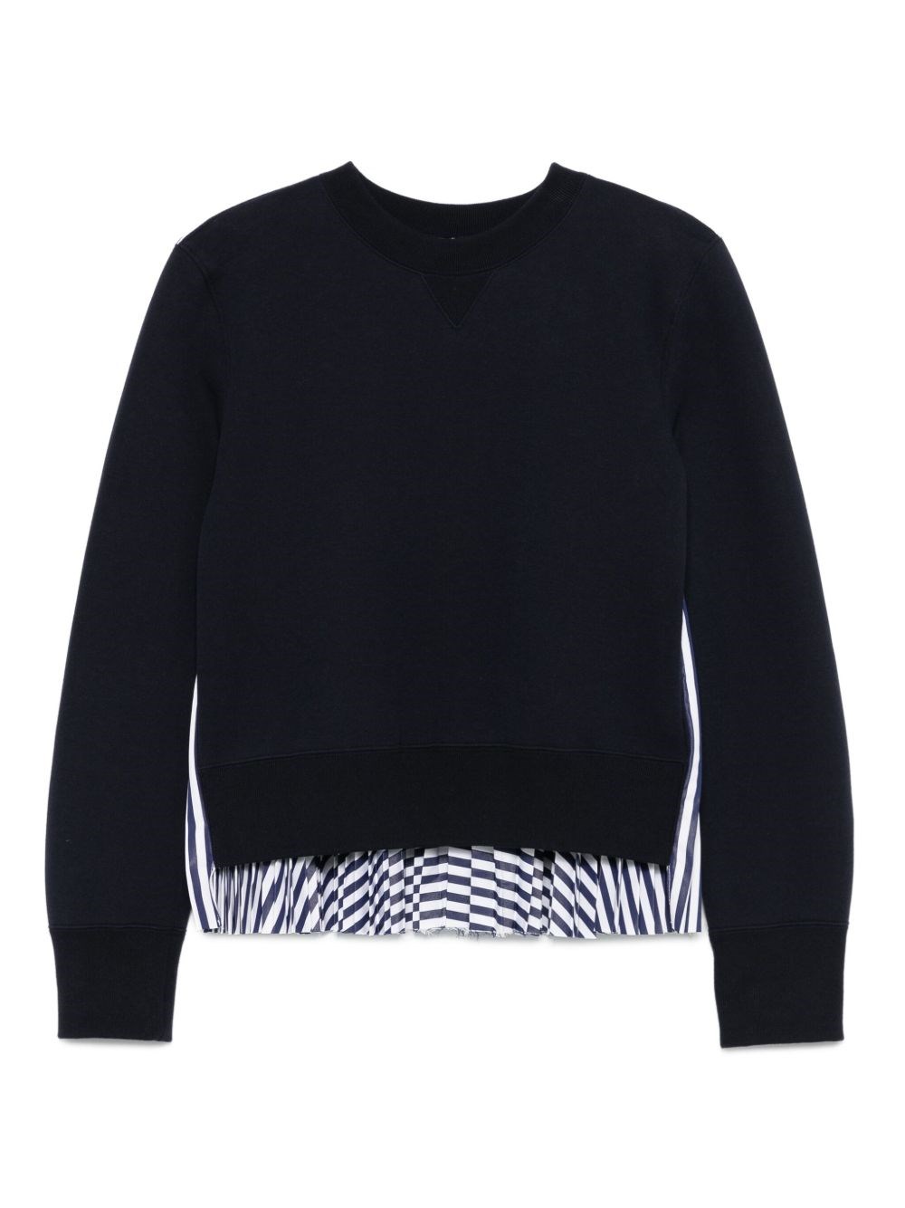 Sacai Cotton And Nylon Crewneck Sweater In Blue