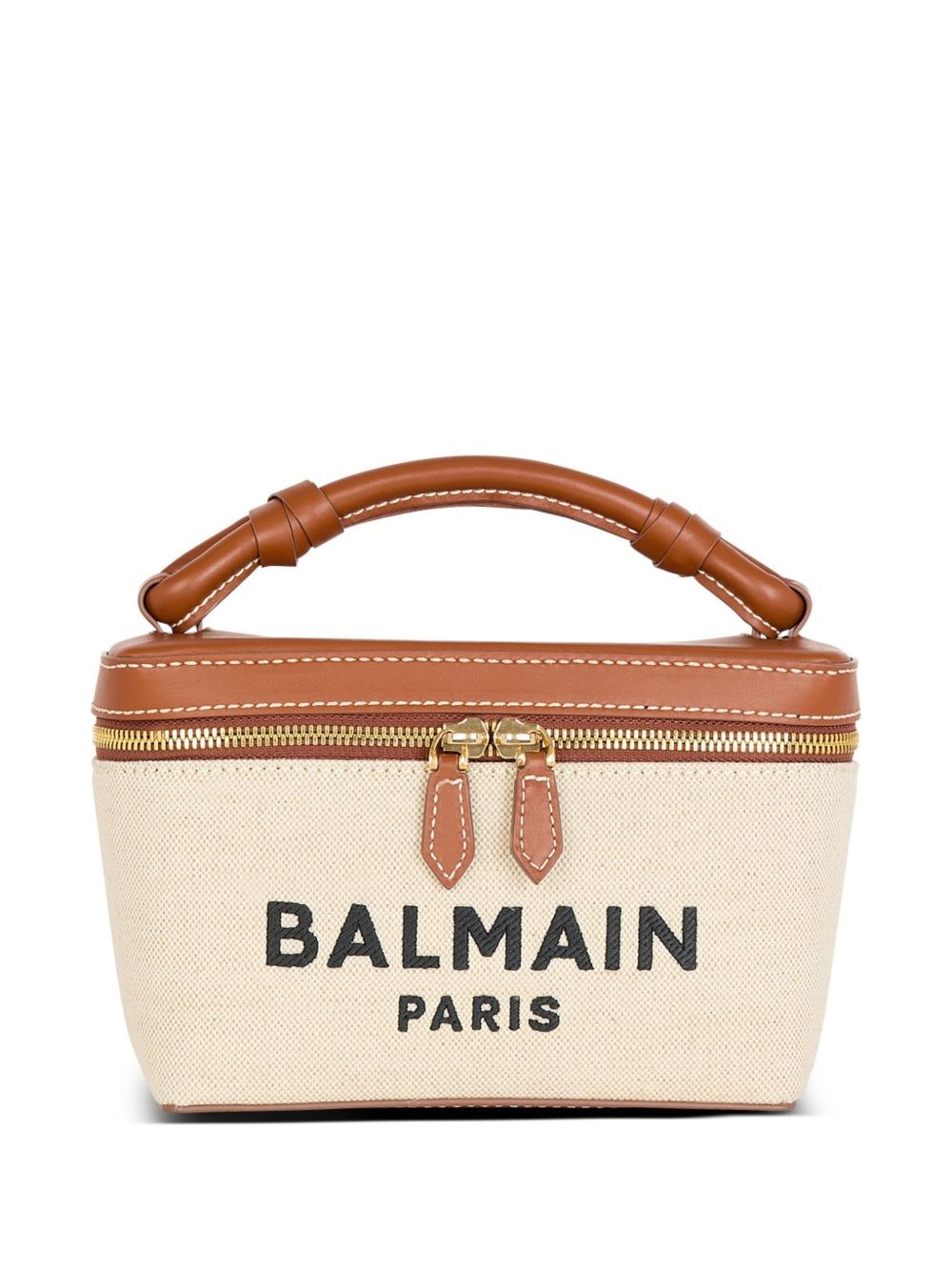 Balmain Women B-army Canvas Vanity Case In Brown
