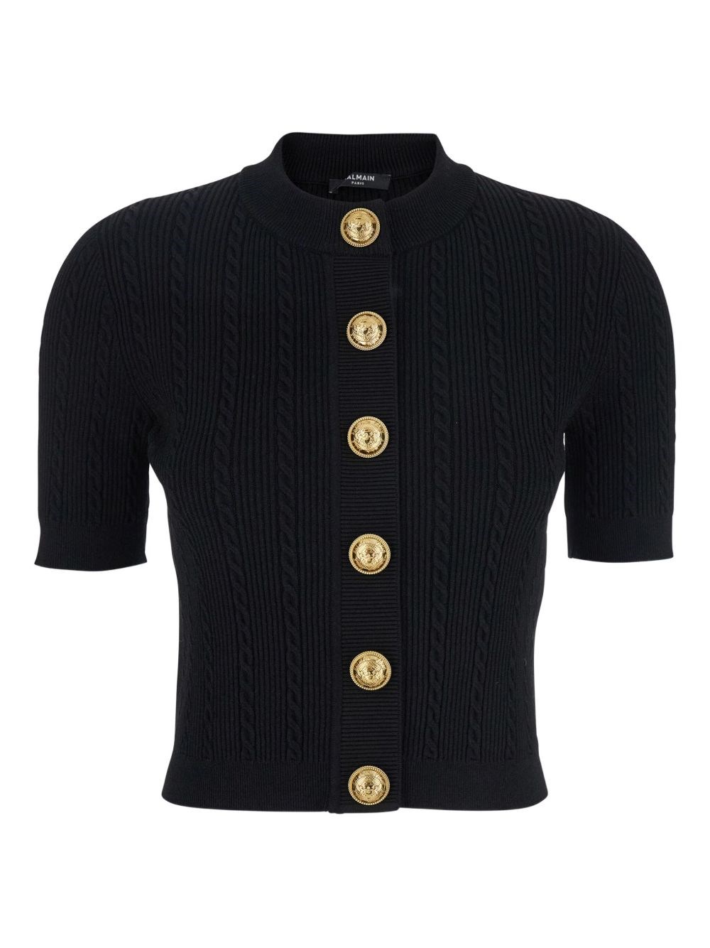 Balmain Women Ss Buttoned Torsade Knit Cardigan In Black