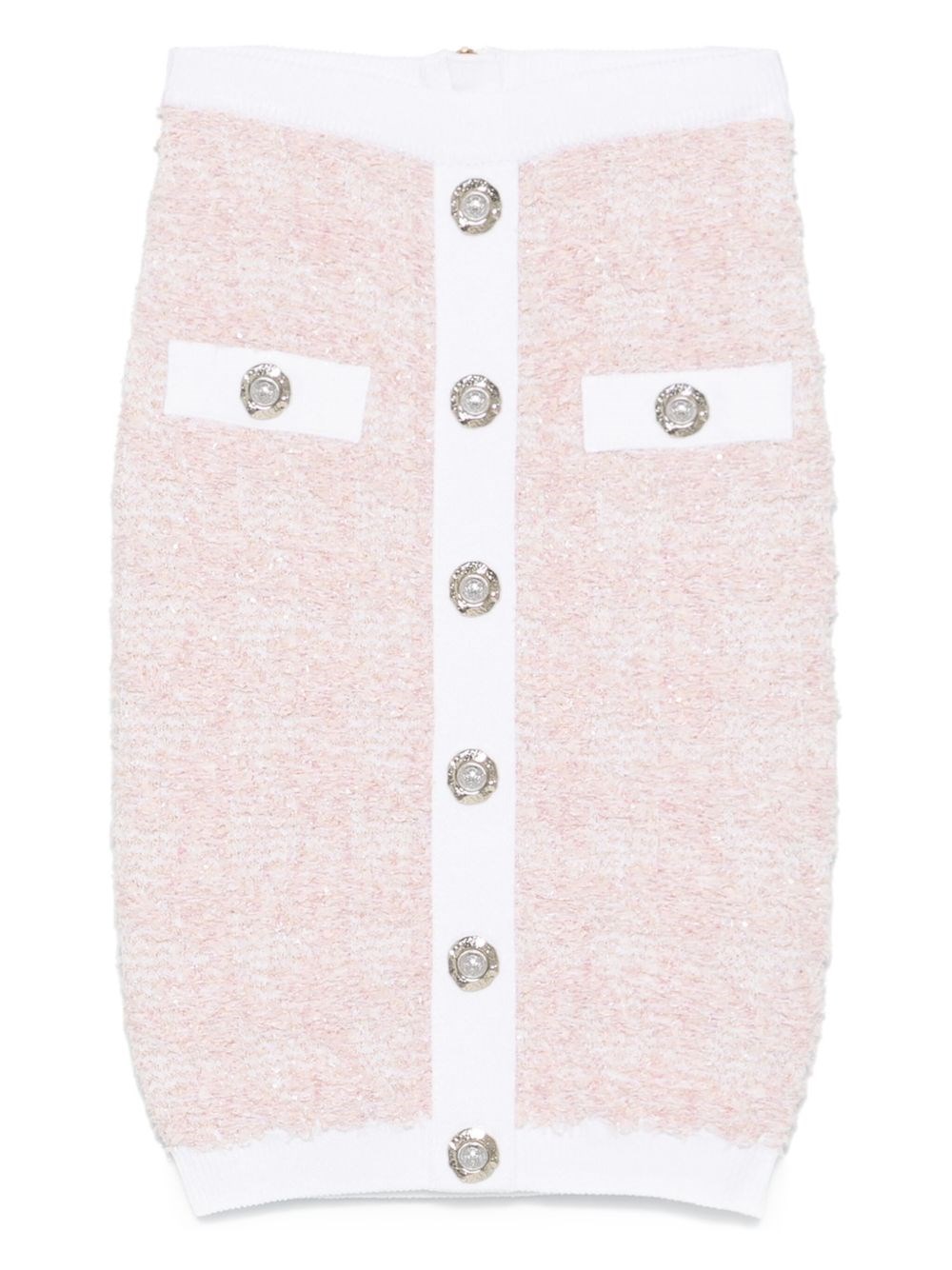 Balmain Tweed Pencil Skirt In Pink