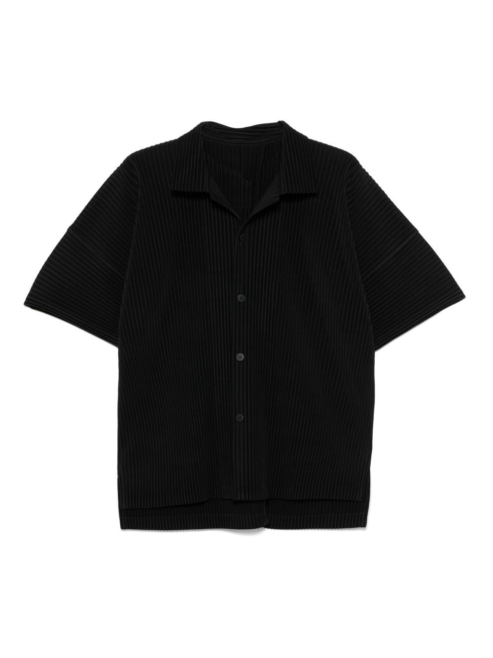 Issey Miyake Pleated Ribbed Shirt Short Sleeves