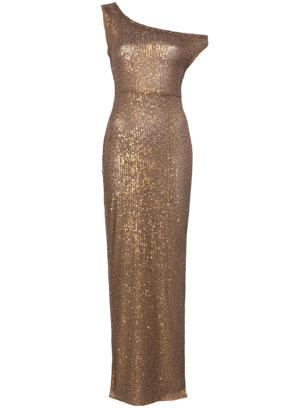 Norma Kamali Metallic One-shoulder Long Dress With Sequin Decorations In Tech Fabric Woman