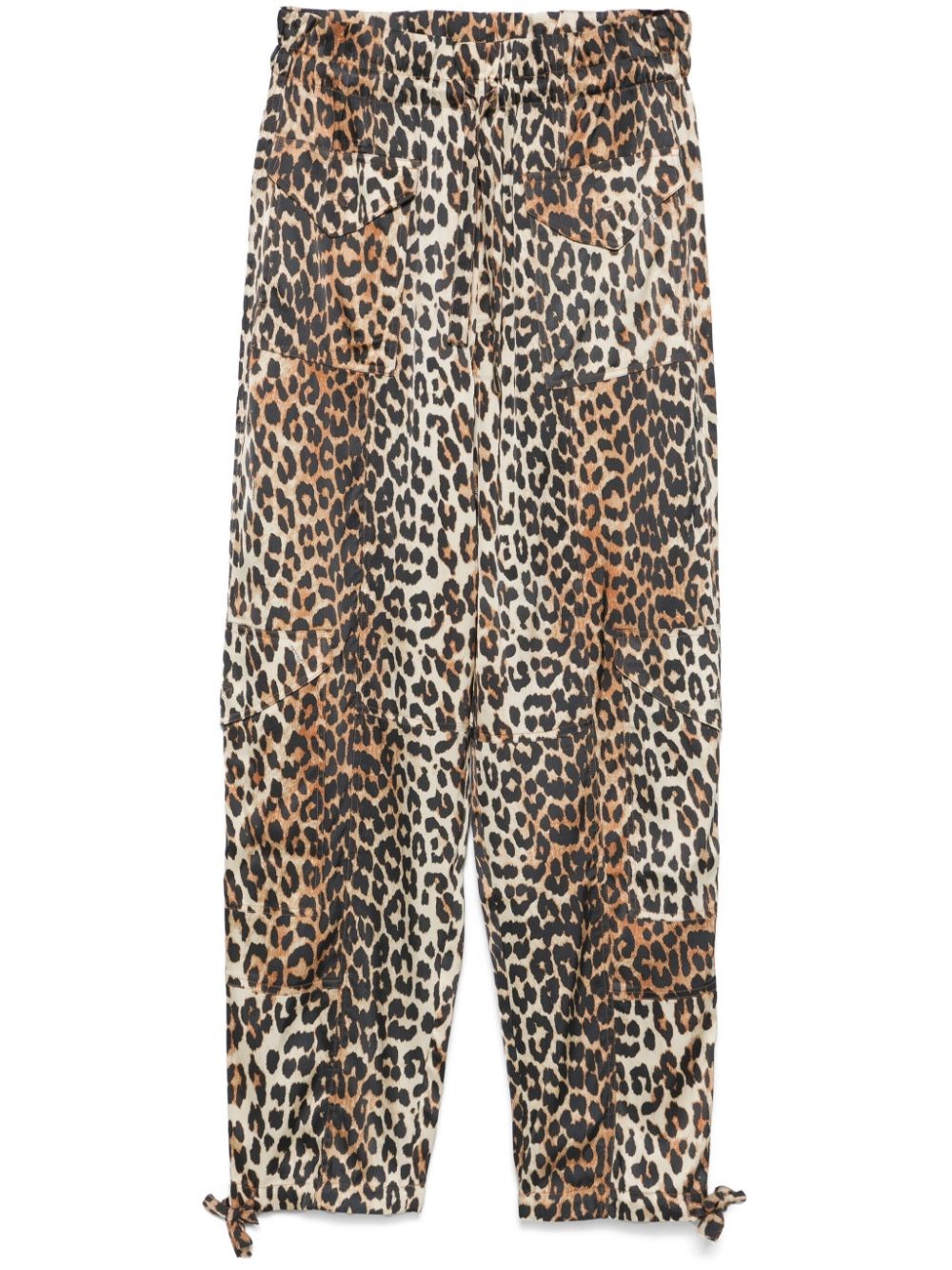 Ganni Women Leopard Print Satin Trousers