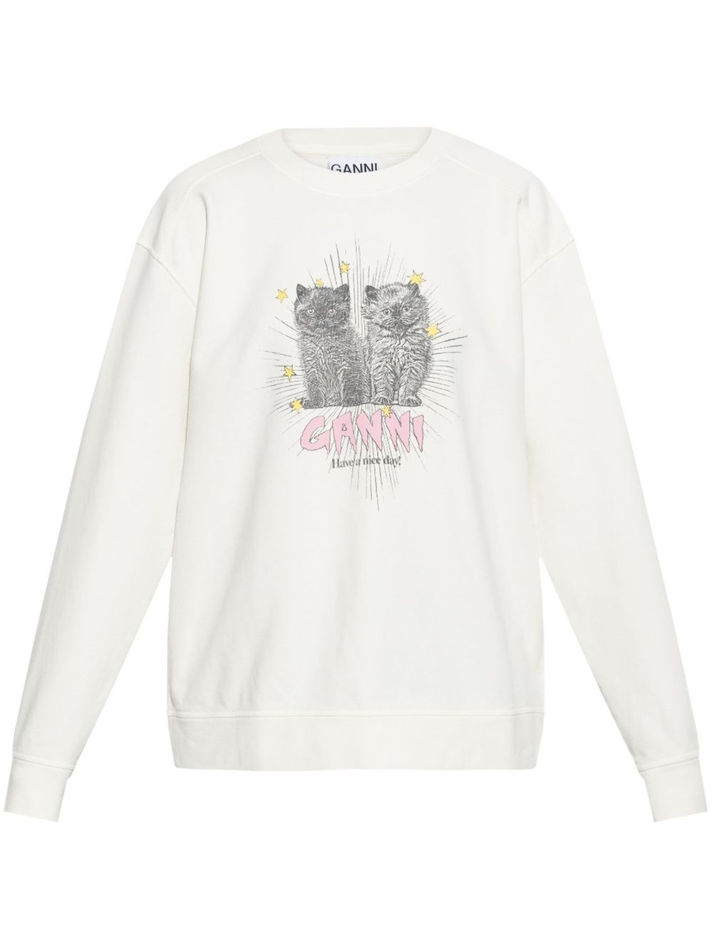 Kittens Print Cotton Sweatshirt - GANNI - Modalova