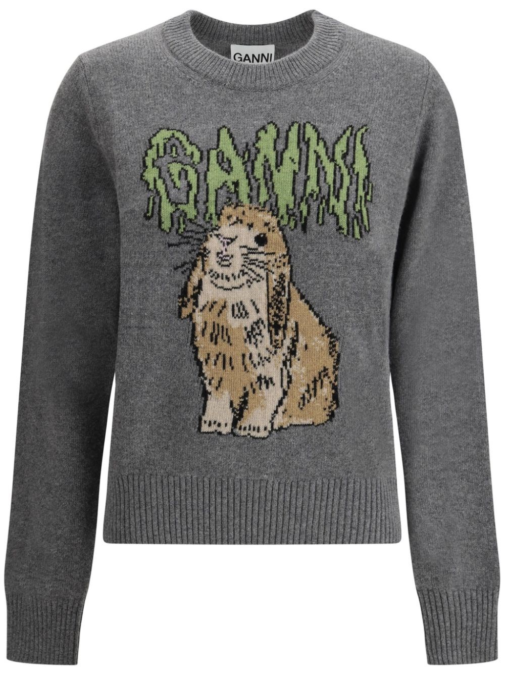 Ganni Bunny Wool Crewneck Sweater