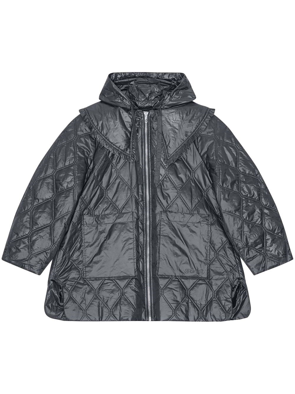 Ganni Quilted Short Jacket In Gray