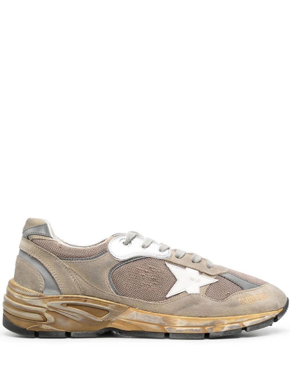Golden Goose Mens Dad-star Sneakers In Dove-gray Mesh And Suede With White Leather Star