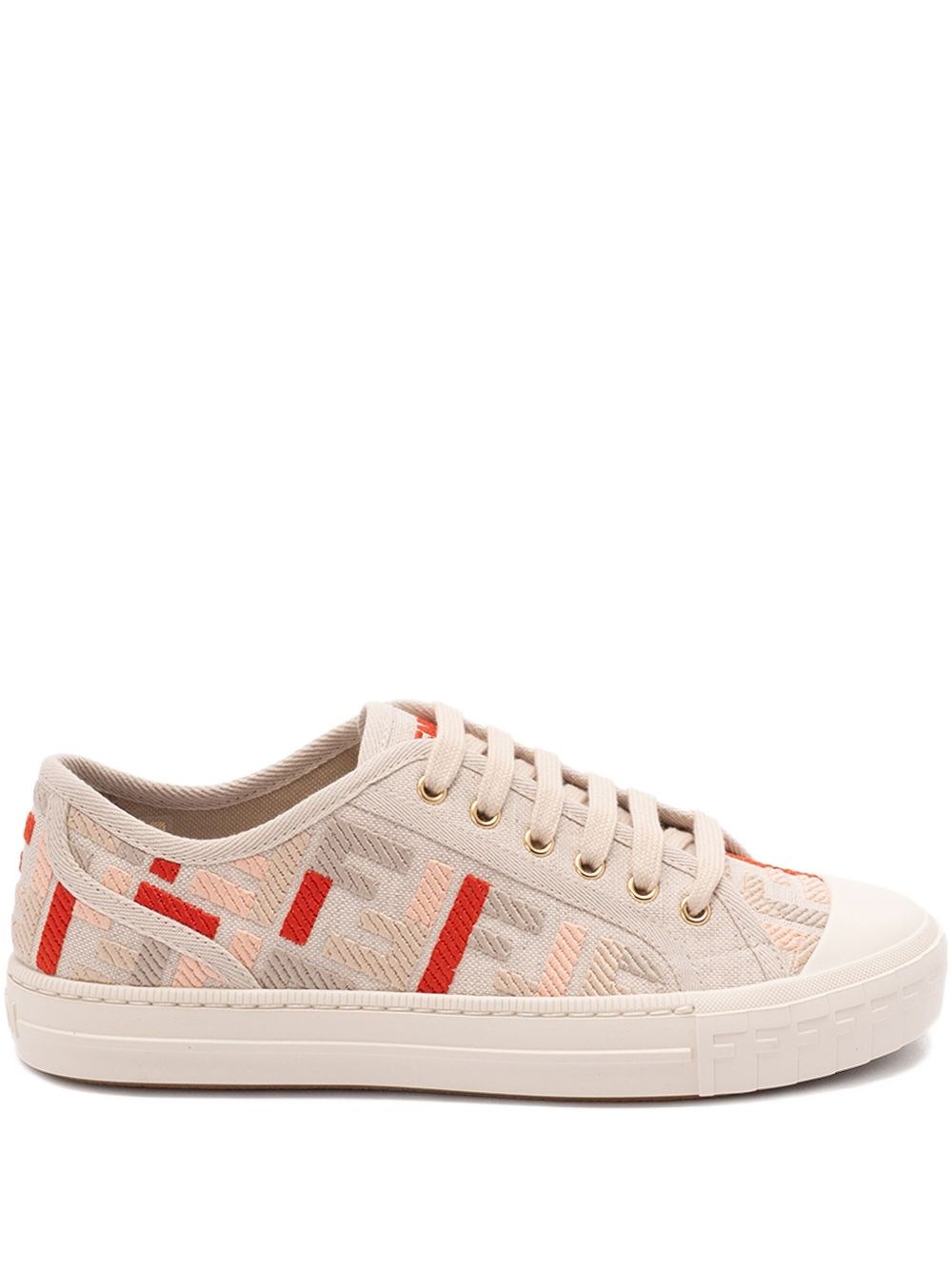 Fendi Domino Canvas Sneakers In Sand