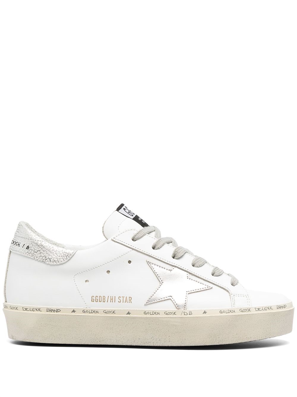 Golden Goose Hi Star Sneakers In White Leather