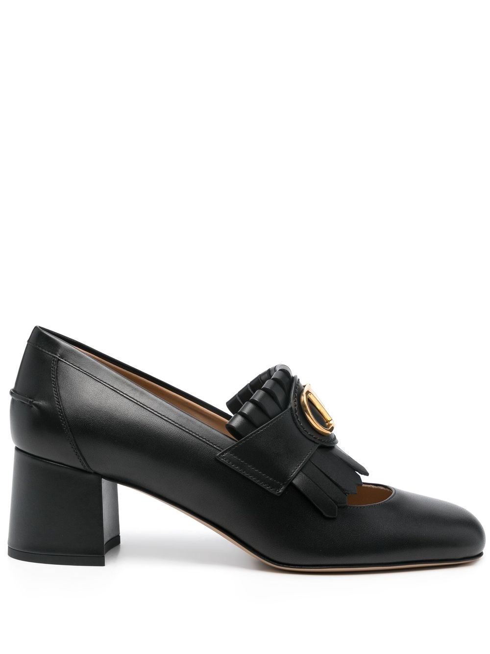Valentino Garavani Vlogo Signature Fringed Calfskin Pumps 55mm Woman Black 40