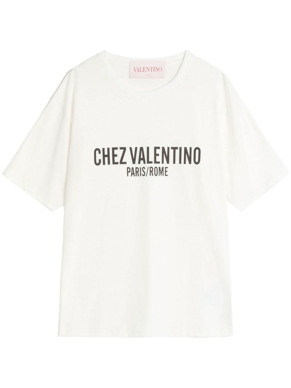Valentino Cotton Slogan Print Drop Shoulder T-shirt