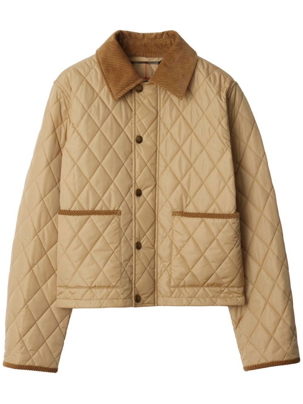 Burberry Oldham Beige Quilted Jacket With Corduroy Collar In Tech Fabric Woman In Neutral