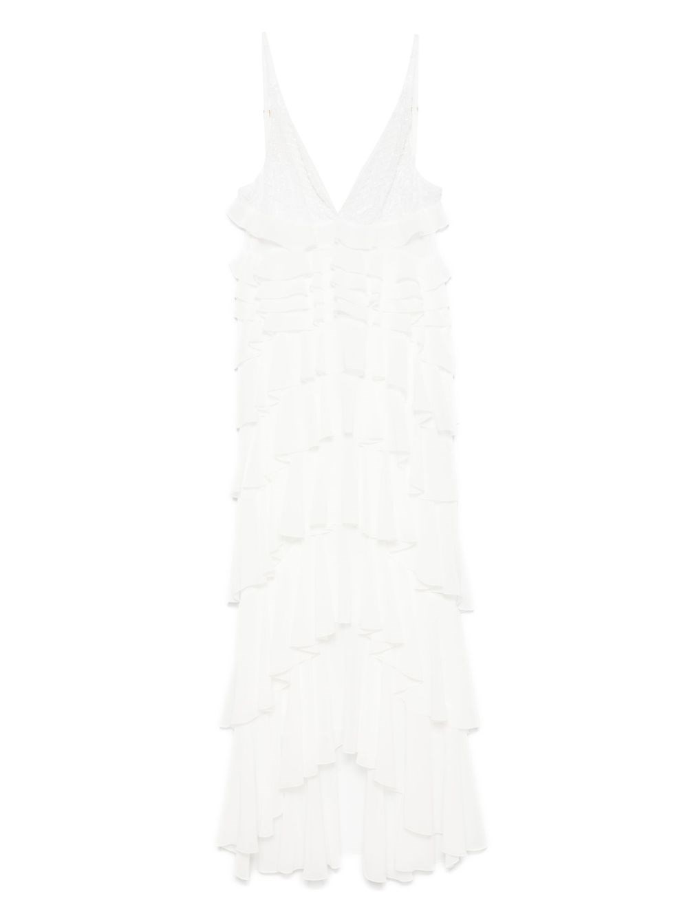 Elisabetta Franchi Ruffled V-neck Maxi Dress With Layered Detailing