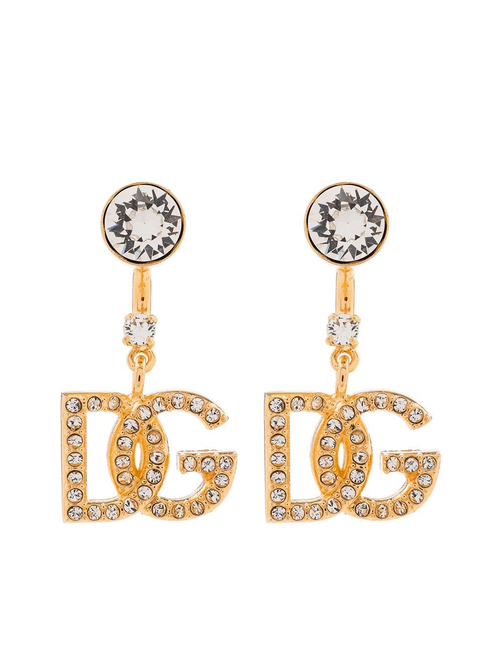 Dolce & Gabbana Logo Earrings With Crystal And Rhinestone Embellishments