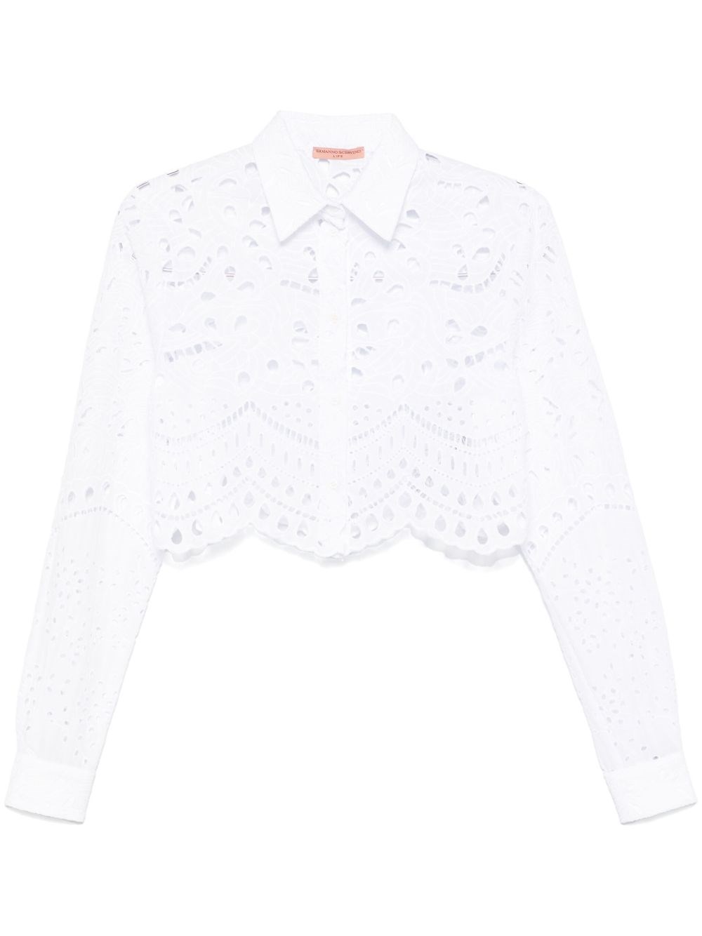 Ermanno Scervino Lace Long-sleeve Cropped Shirt With Scalloped Hem