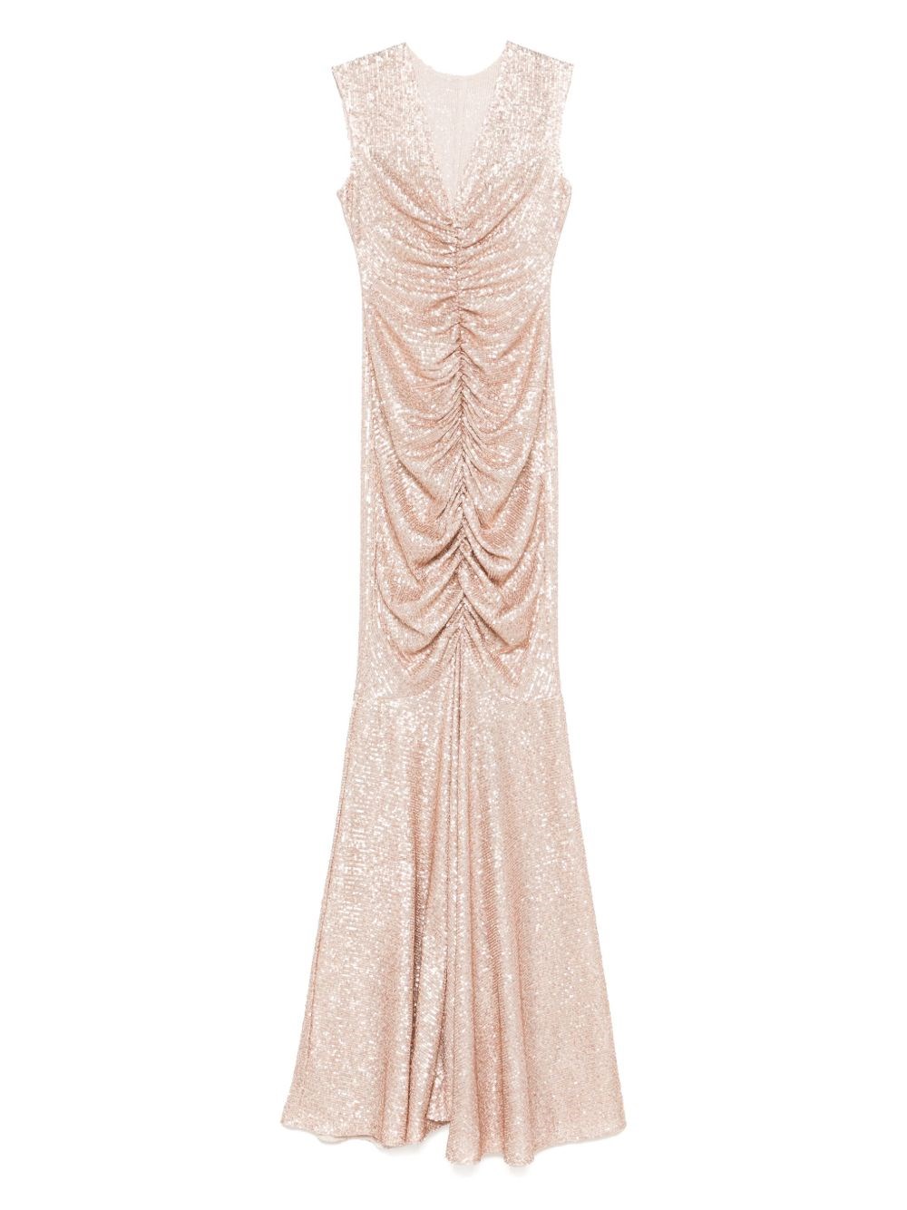 Norma Kamali Fishtail Shirred Long Dress