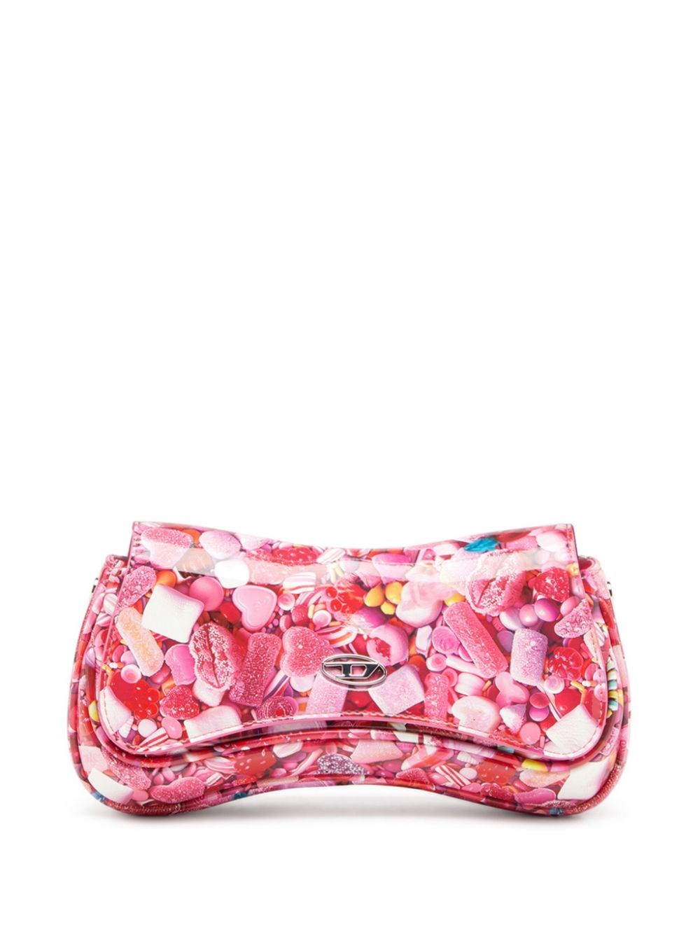 Diesel 'play'  Pink Handbag With Oval D Logo Plaque On The Front And All-over Graphic Print