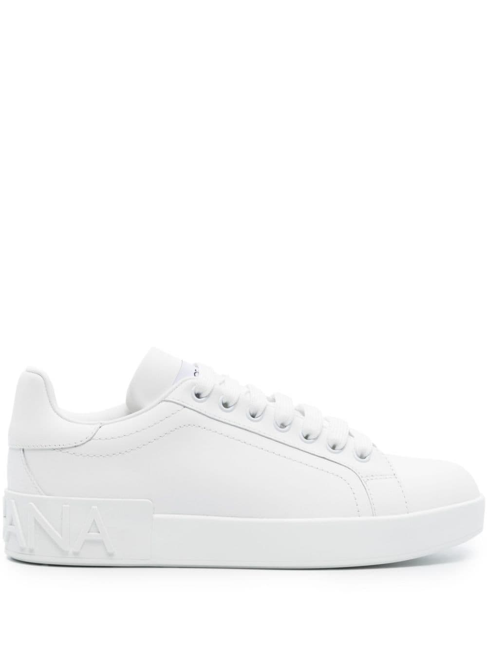 Dolce & Gabbana Leather Sneakers With Perforated Logo Detail