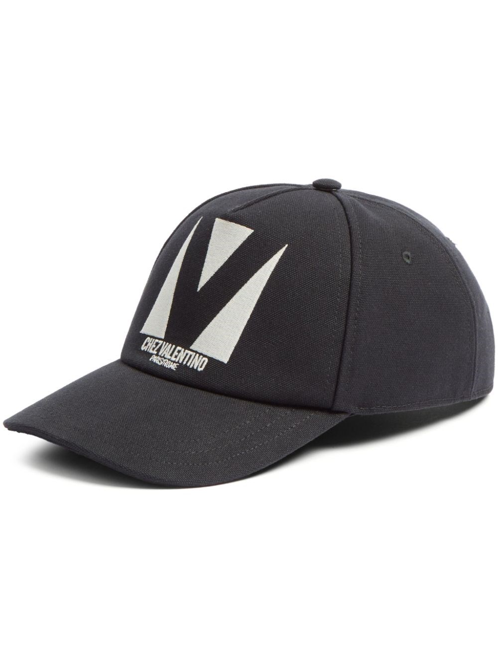 Valentino Garavani Black Hat With Logo On The Front In Cotton Man