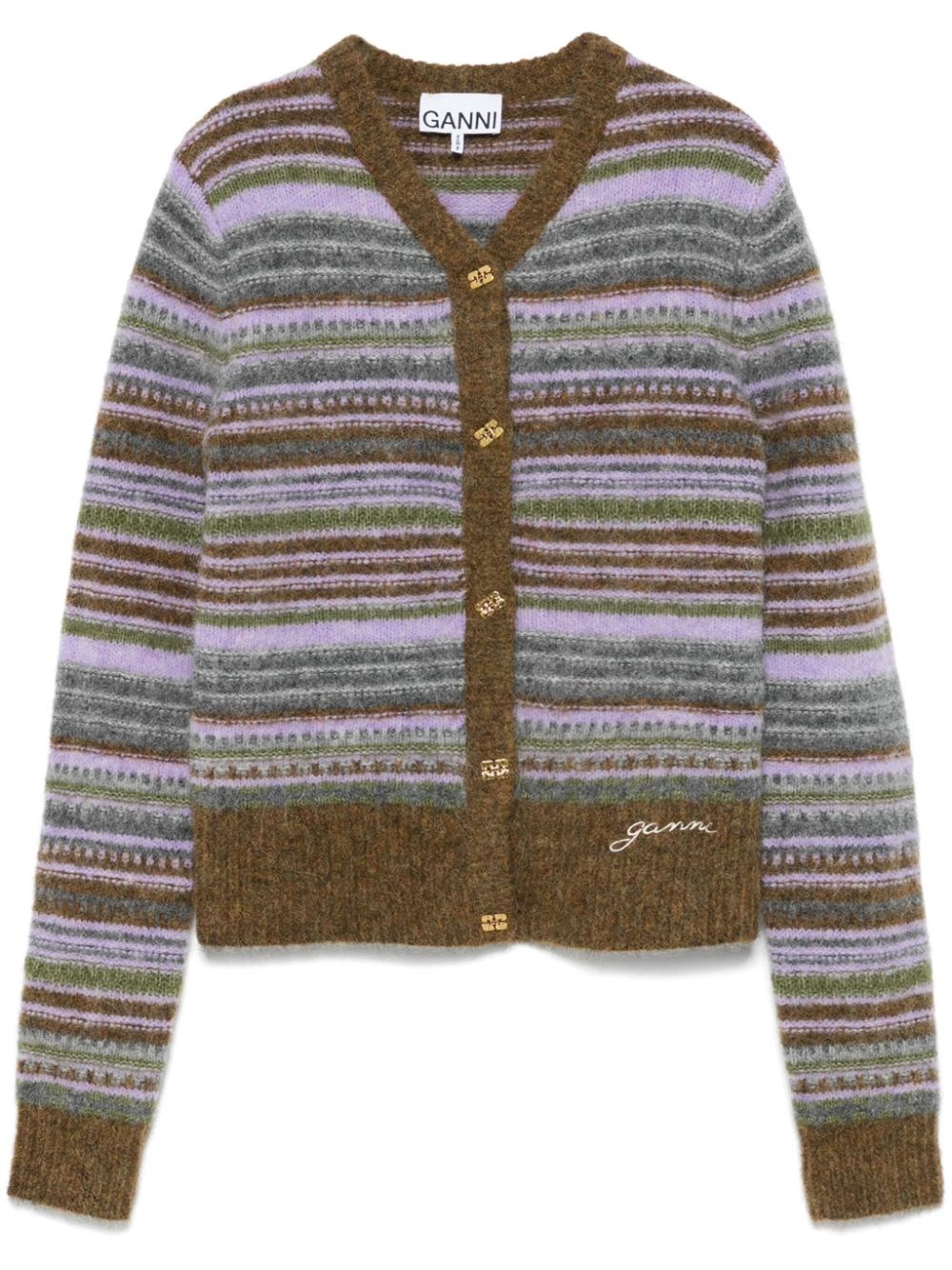 Ganni Soft Wool Stripe Cardigan