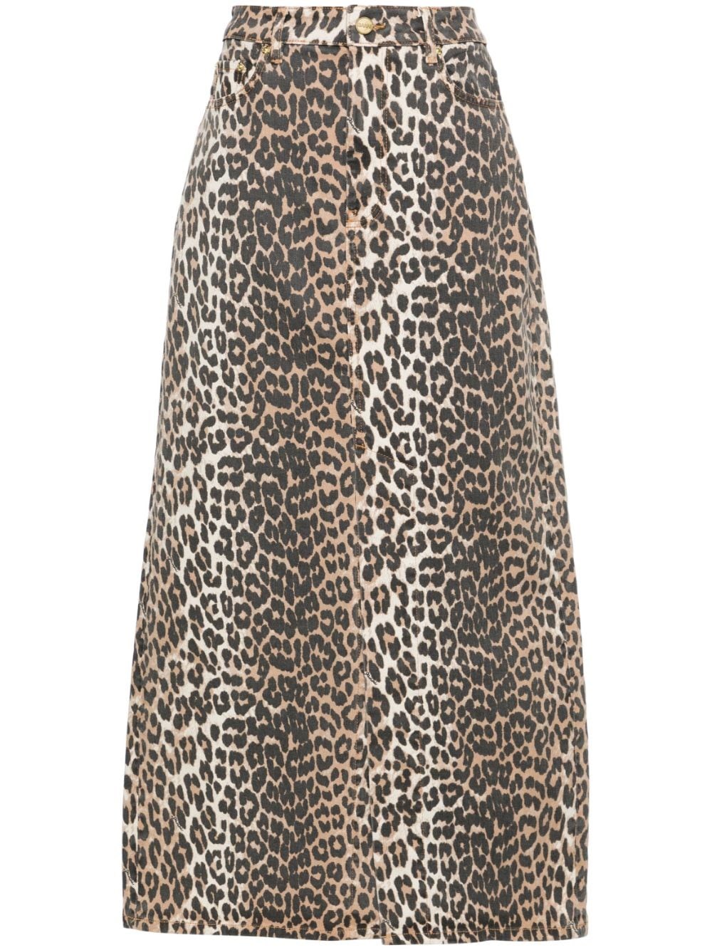 Ganni Animal Print Long Skirt