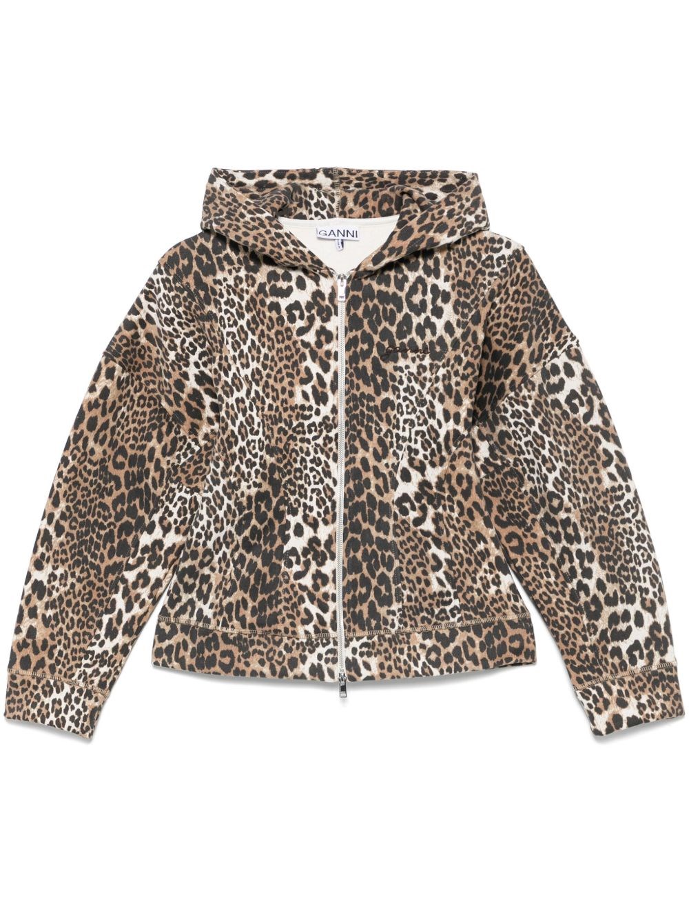Leopard Print Organic Cotton Hoodie - GANNI - Modalova