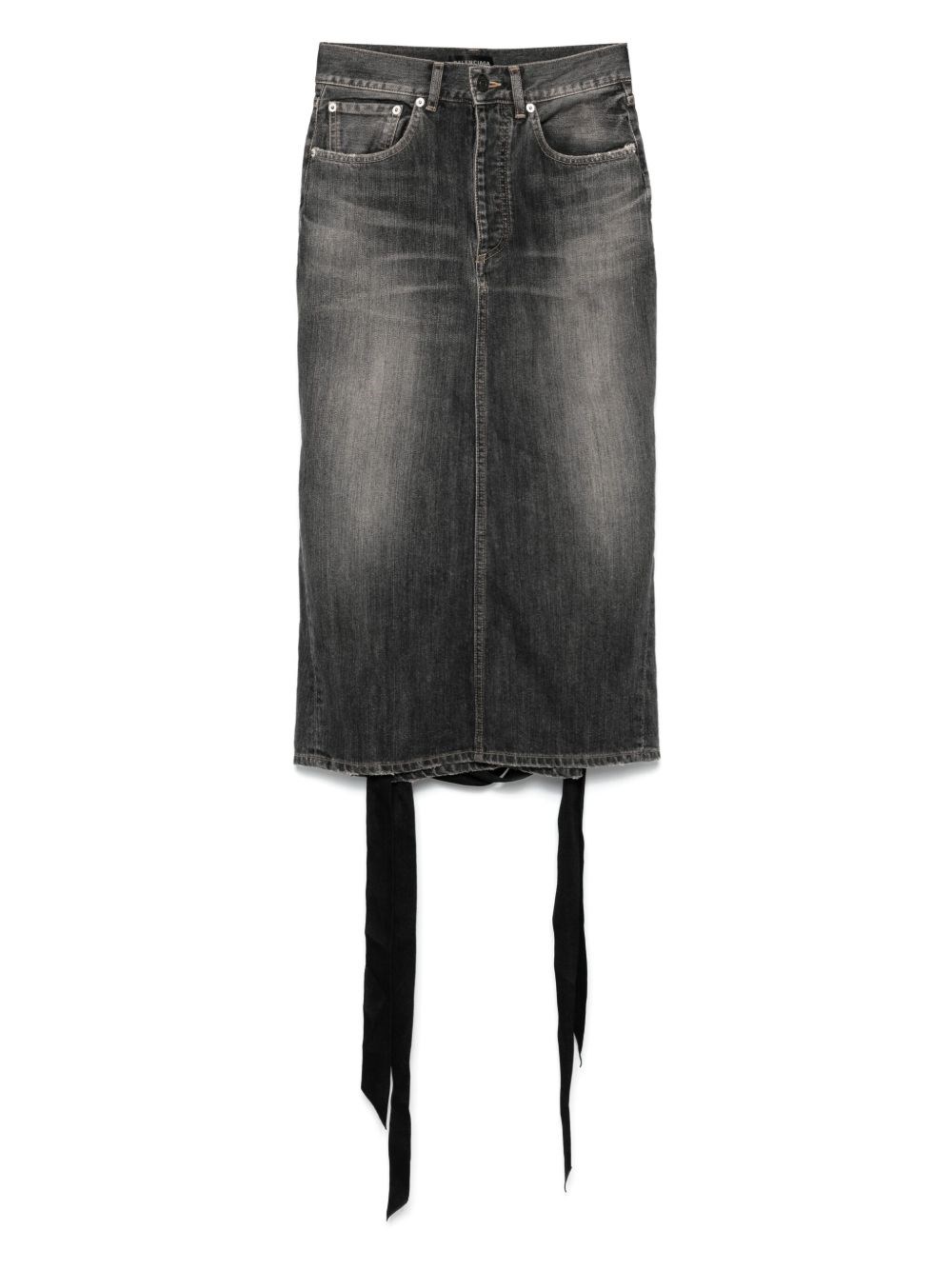 Balenciaga Women Denim Skirt With Laces Interwining