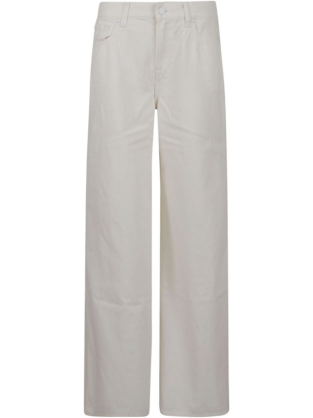 7 For All Mankind Ventilated Linen Wide-leg Jeans With Five Pockets