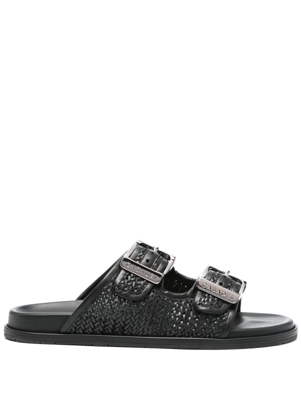 Casadei Perforated Rubber Sole Sandals With Round Toe In Black