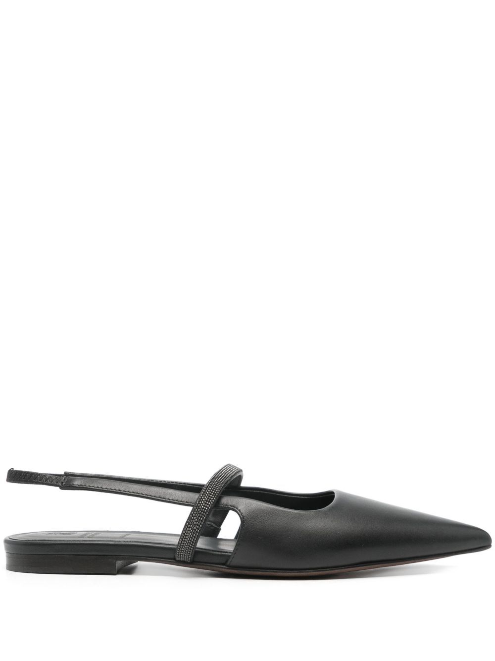 Brunello Cucinelli Slingback Ballet Flats With Precious Strap In Black