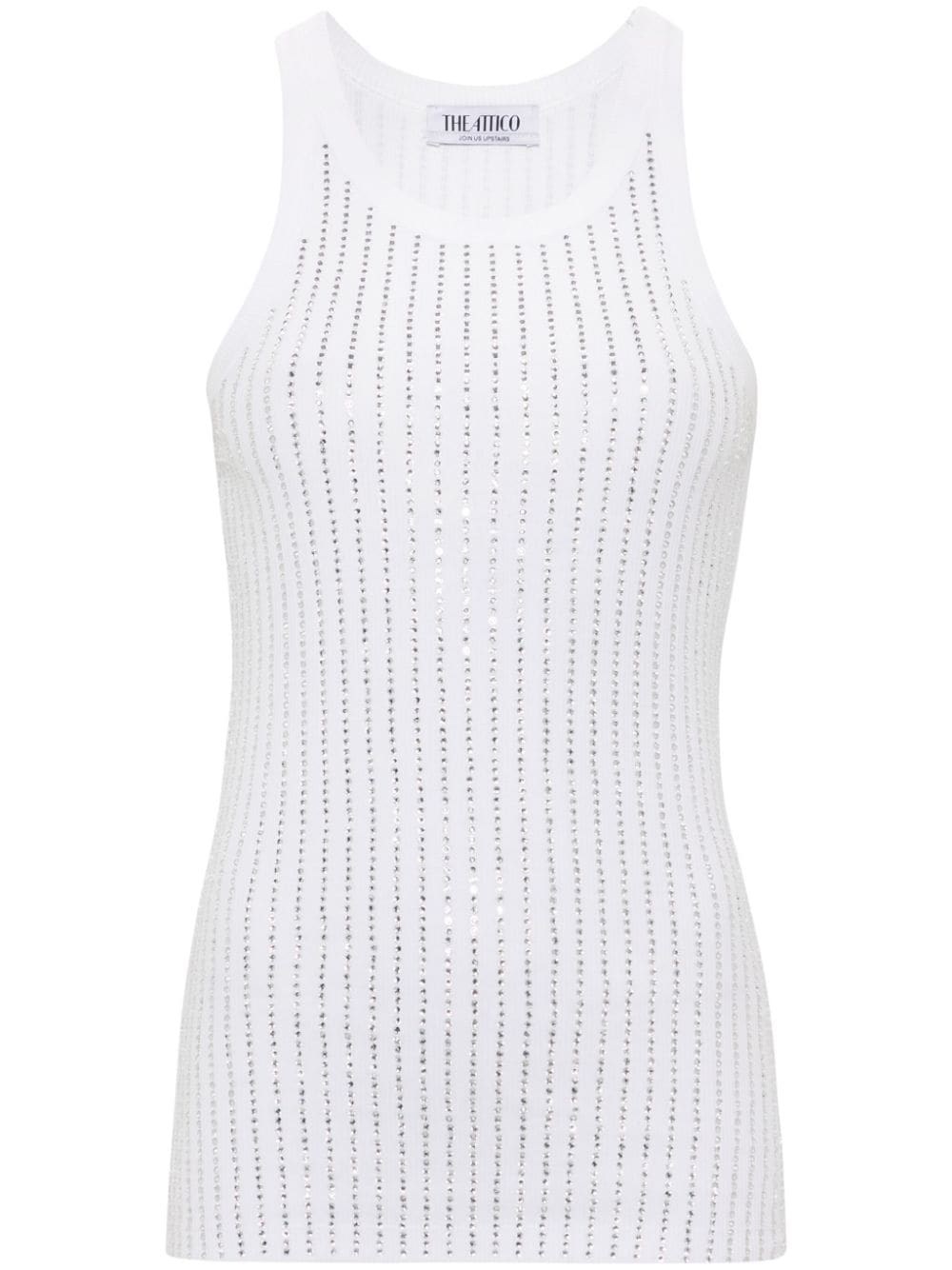 Strass Embellished Cotton Top - The Attico - Modalova