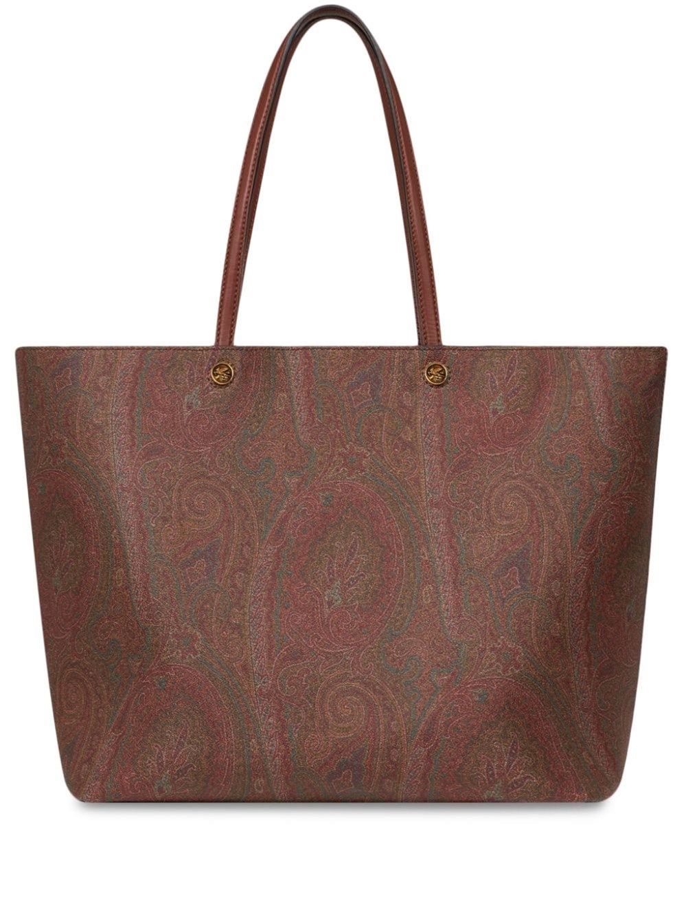 Etro Luxurious Xl Tote Handbag In Brown Leather With Paisley Print For Women