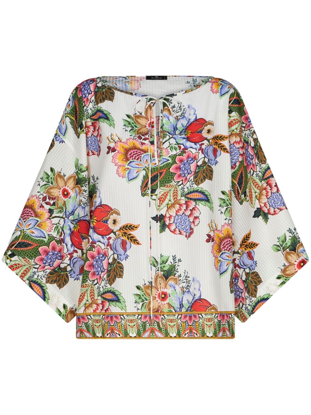 Etro Tie-detailed Floral-print Cotton And Silk-blend Voile Blouse