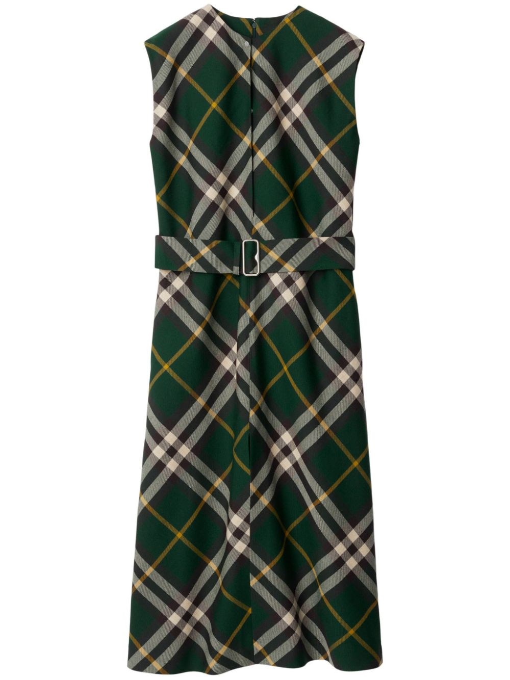 Burberry Sleeveless Nova Check Pattern Midi Dress In Green