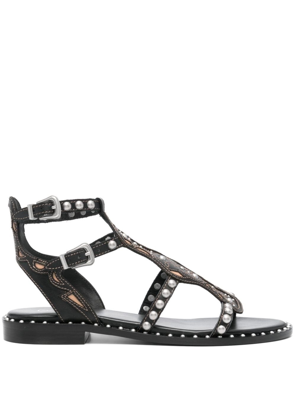 Ash Black Studded Leather Sandals