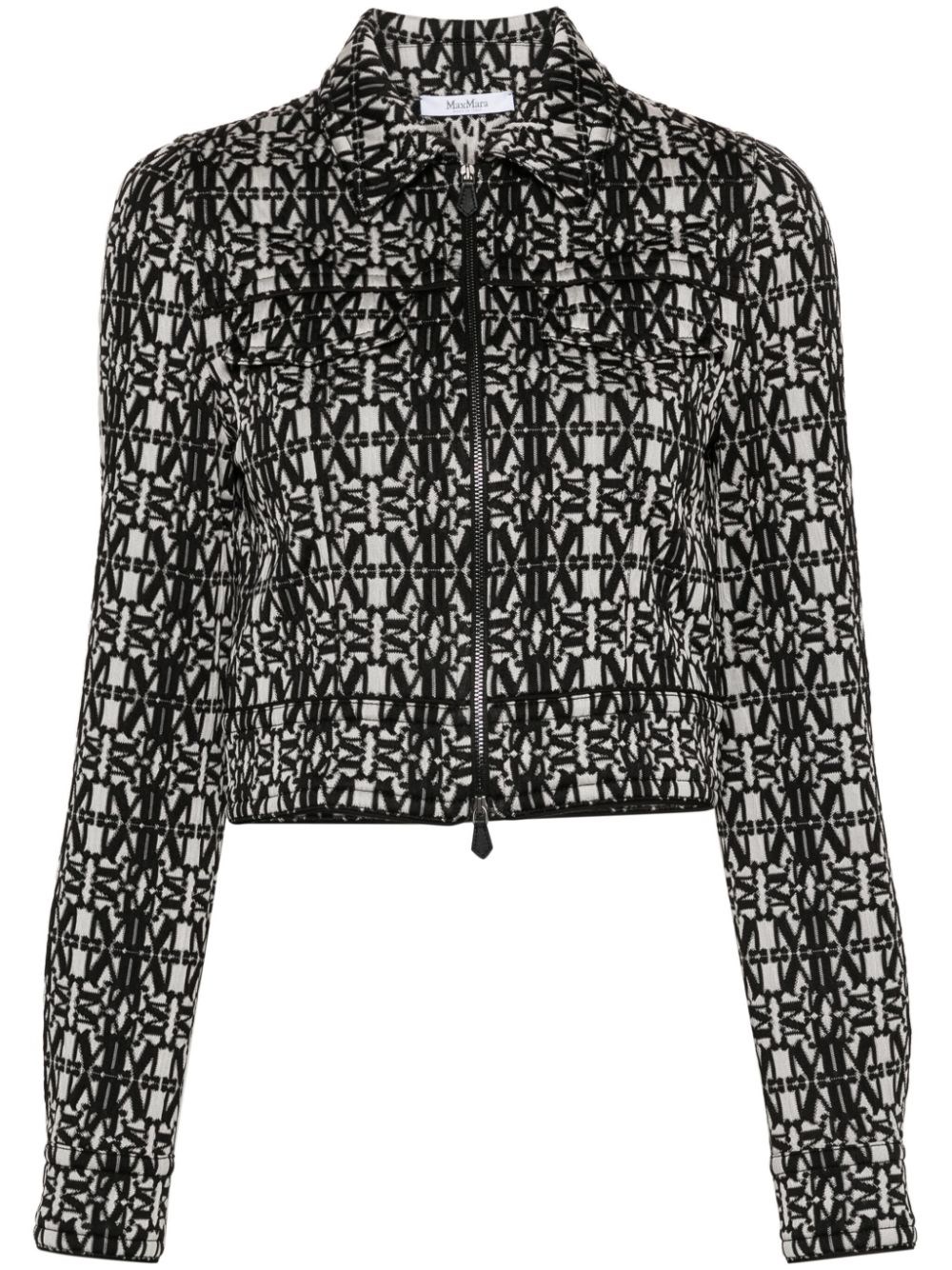 Max Mara Black Tony Monogram-pattern Cropped Jacket