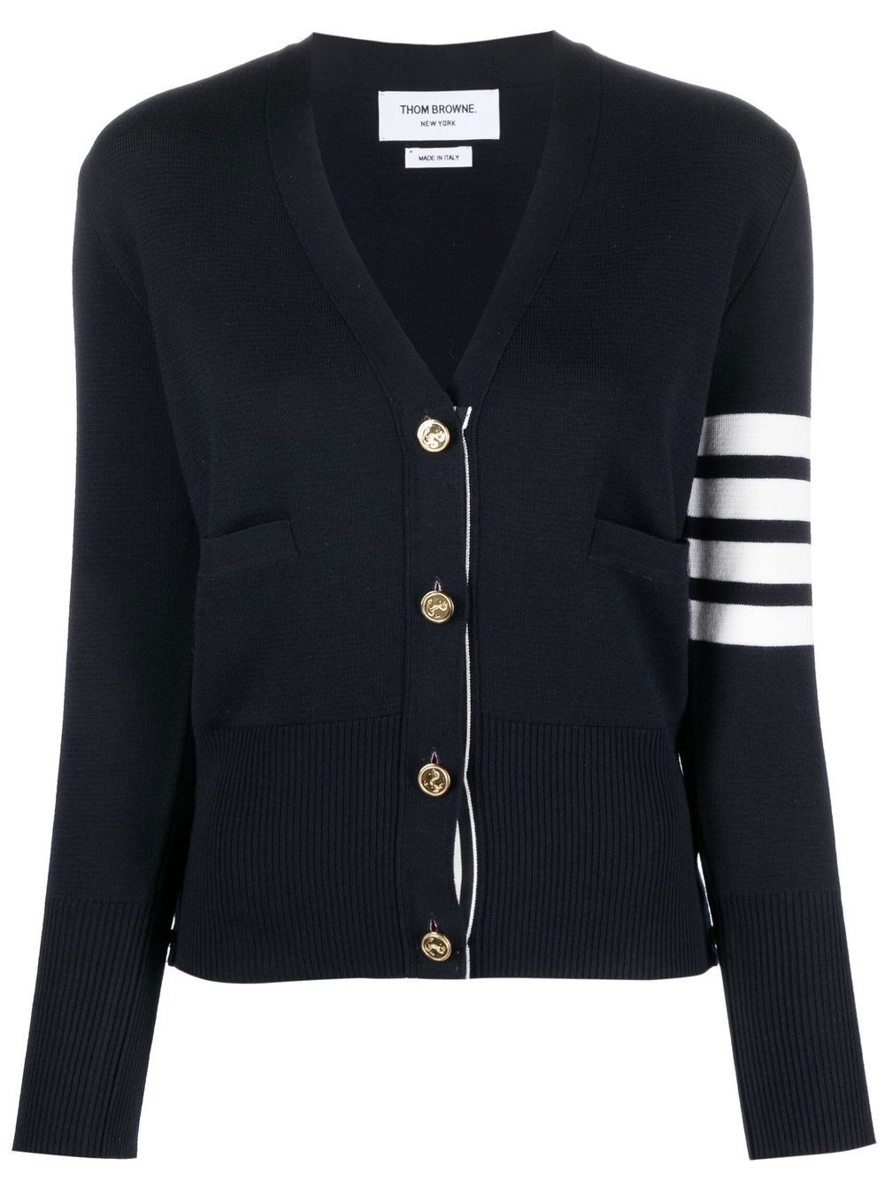 Thom Browne Cardigan Con Scollo A V In Black