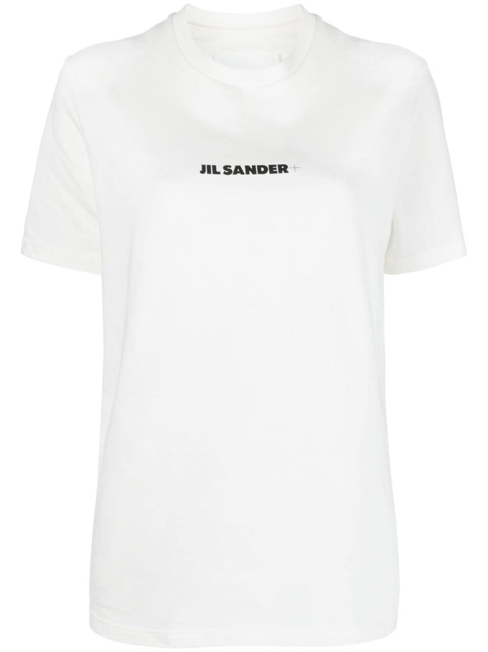 Jil Sander Cotton T-shirt With Front Printed Logo In White