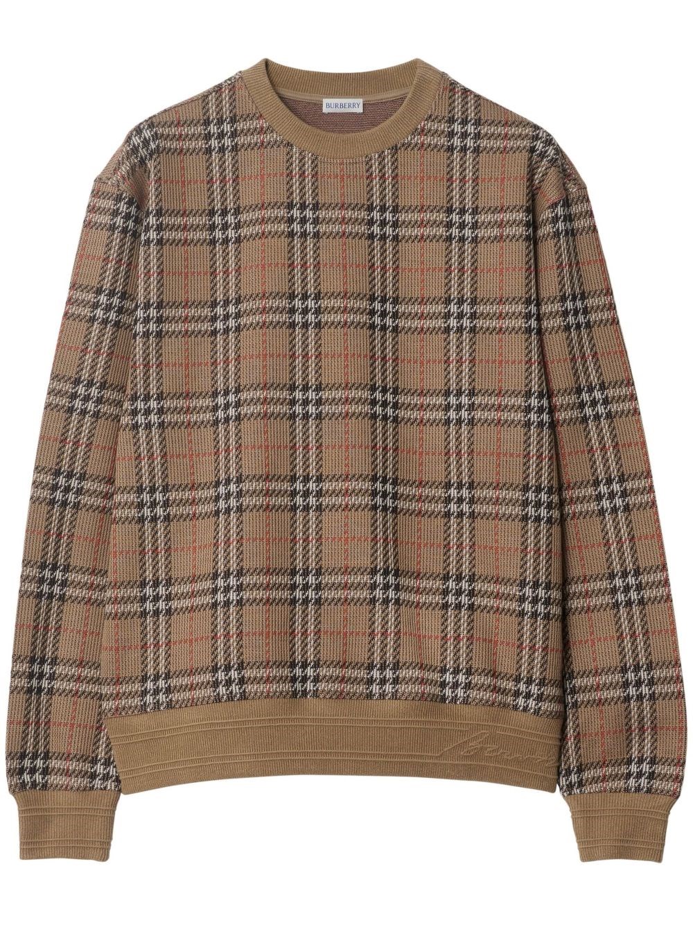 Burberry Check Cotton Blend Sweater In Multi