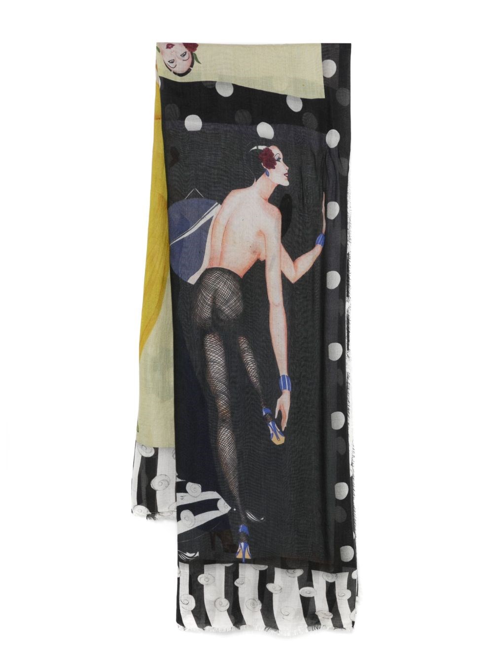 Faliero Sarti Stylist Sketch Style Print Modal Scarf