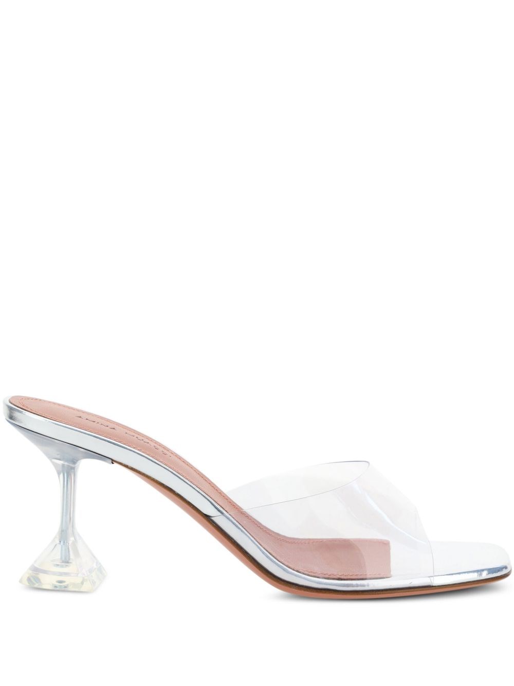 Amina Muaddi Grey Lupita Glass 70 Heels