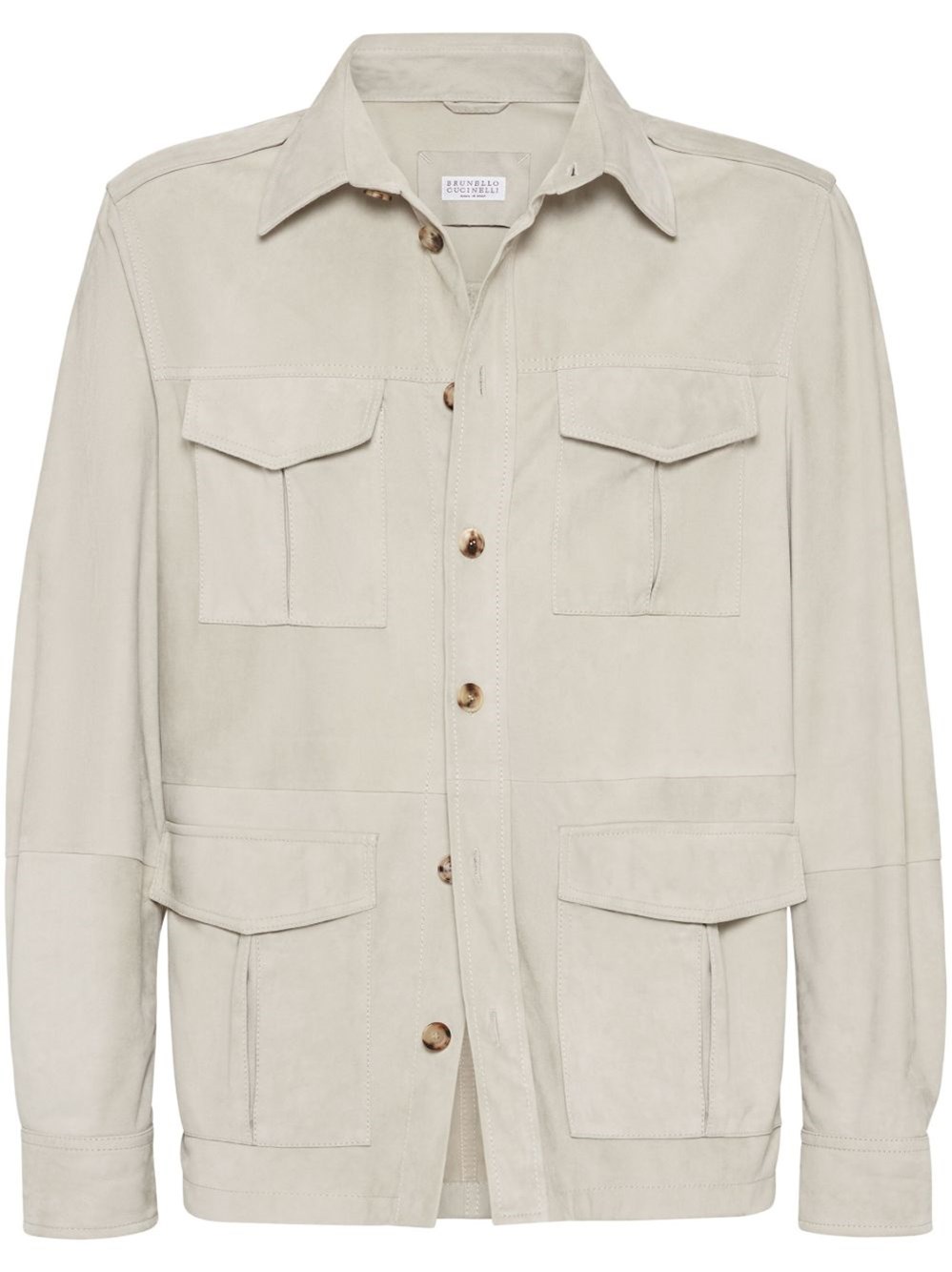 Brunello Cucinelli Suede Lamb Leather Jacket In Beige