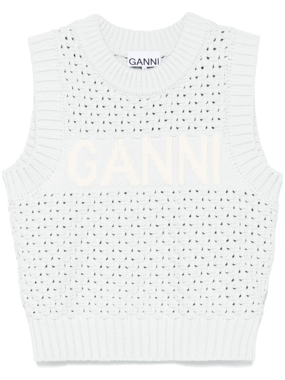 Ganni Textured Organic Cotton Blend Sweater Vest