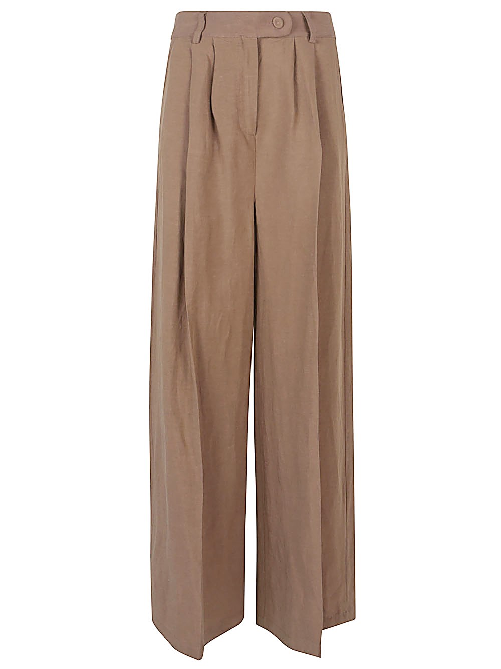 Front Street 8 Linen Blend Wide-leg Trousers In Brown