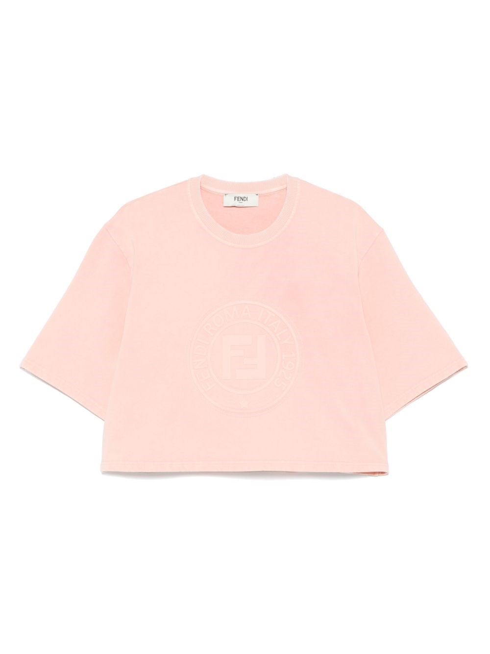 Fendi Peach Crewneck Cropped T-shirt
