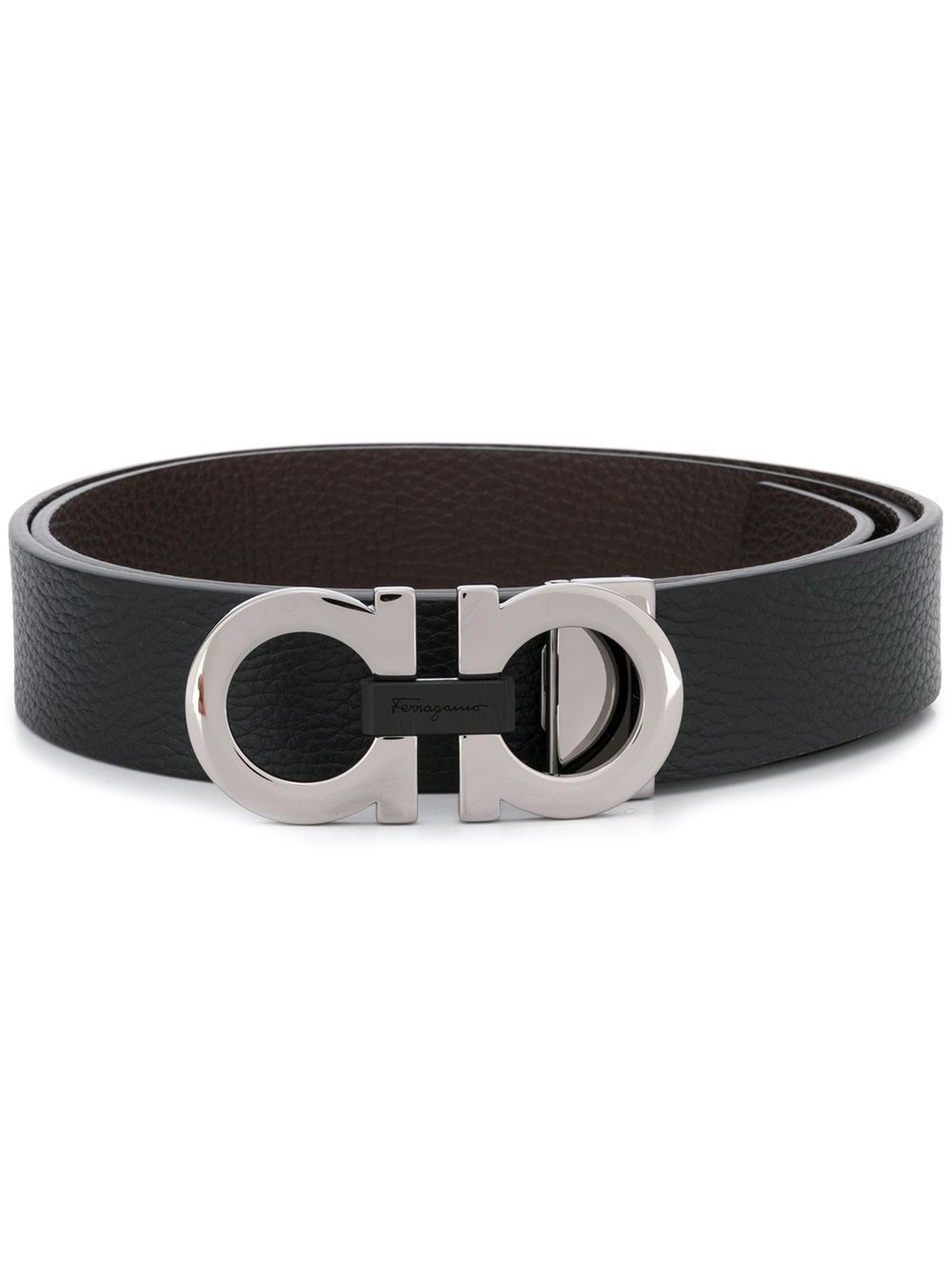 Ferragamo Black Calf Leather Belt In Black