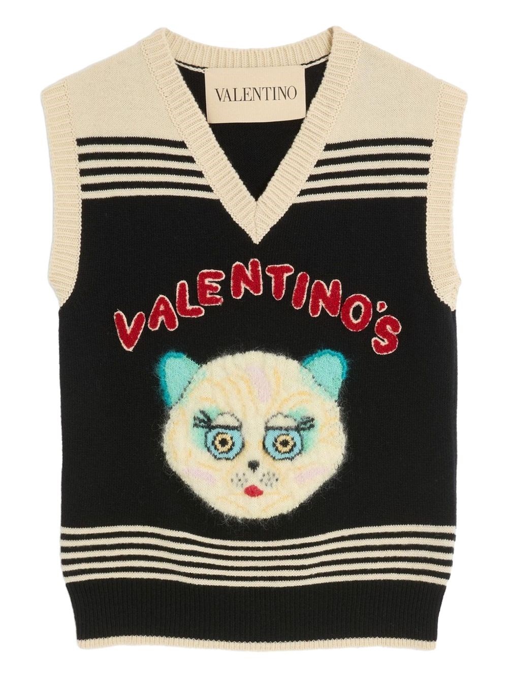 Valentino Garavani Le Chat De La Maison Wool Vest In Neutral