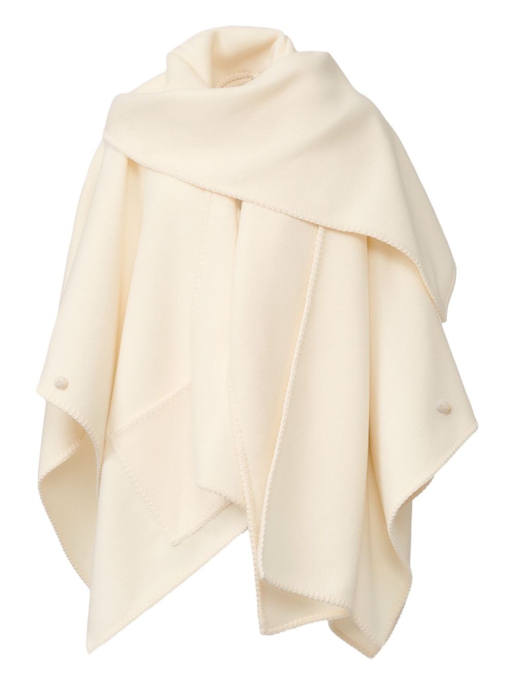 Fabiana Filippi Asymmetrical Design Wool Cape In White