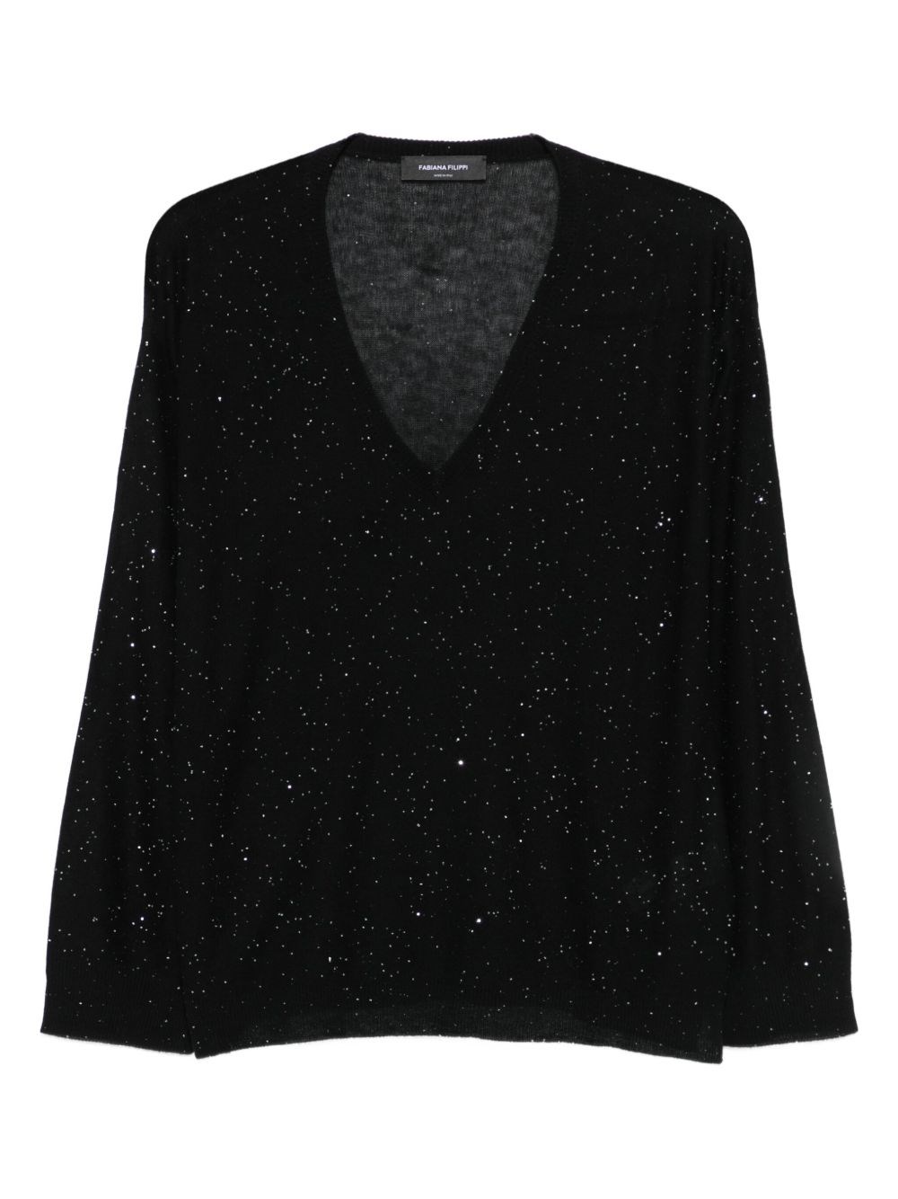 Fabiana Filippi Sequin Embellished V-neck Jumper In Black
