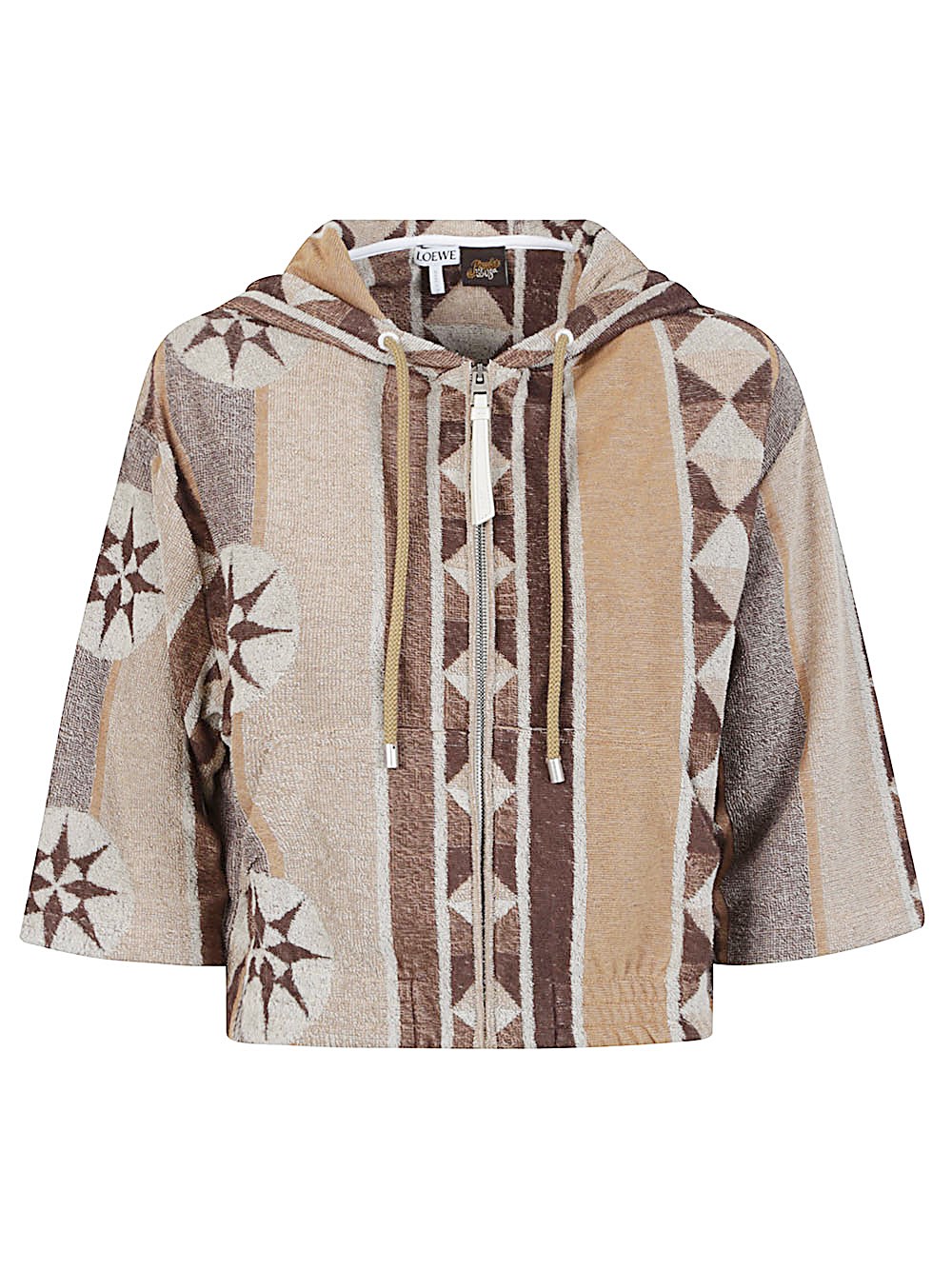 Loewe Paula's Ibiza Jacquard Cotton Blend Hoodie In Sand